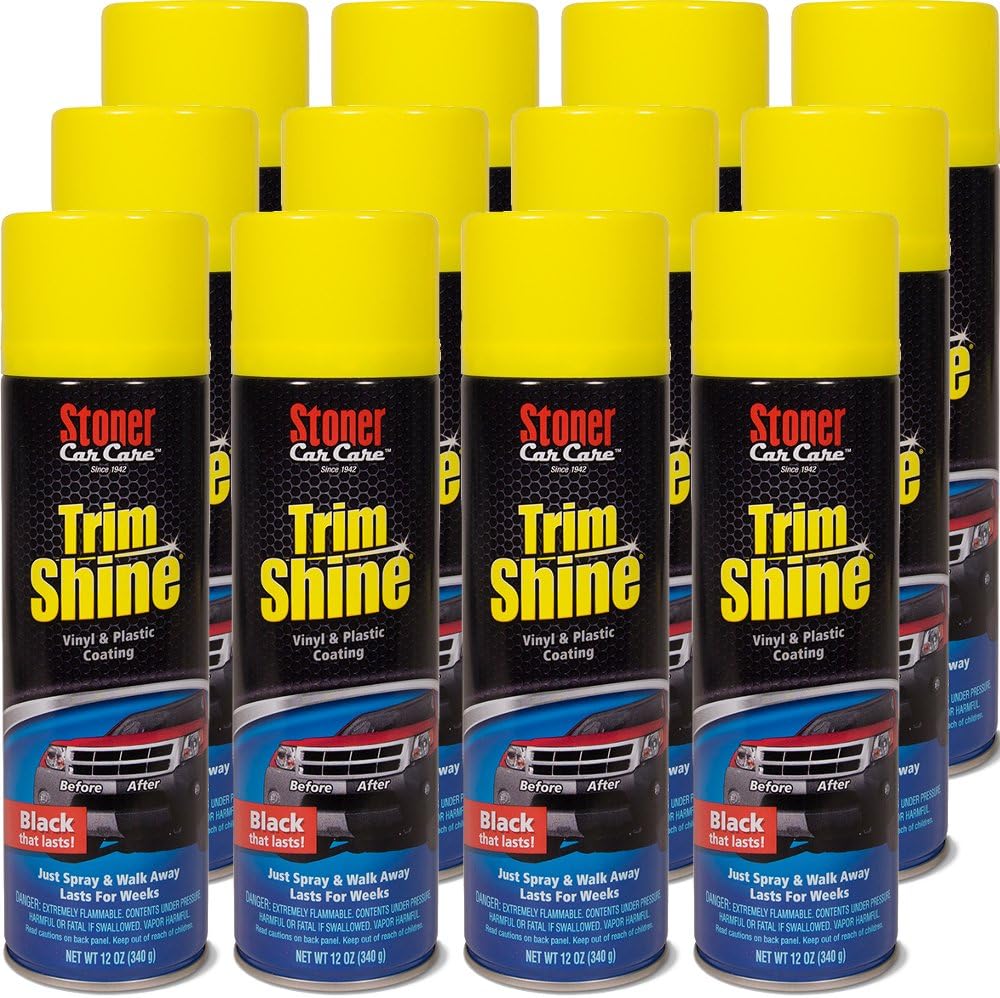 Stoner car Care 91034-12PK 12-Ounce Trim Shine Protectant Aerosol Restores Dull or Faded Interior and Exterior Plastic Renew Bumpers, Running Boards, and More, Pack of 12 Pack of 2