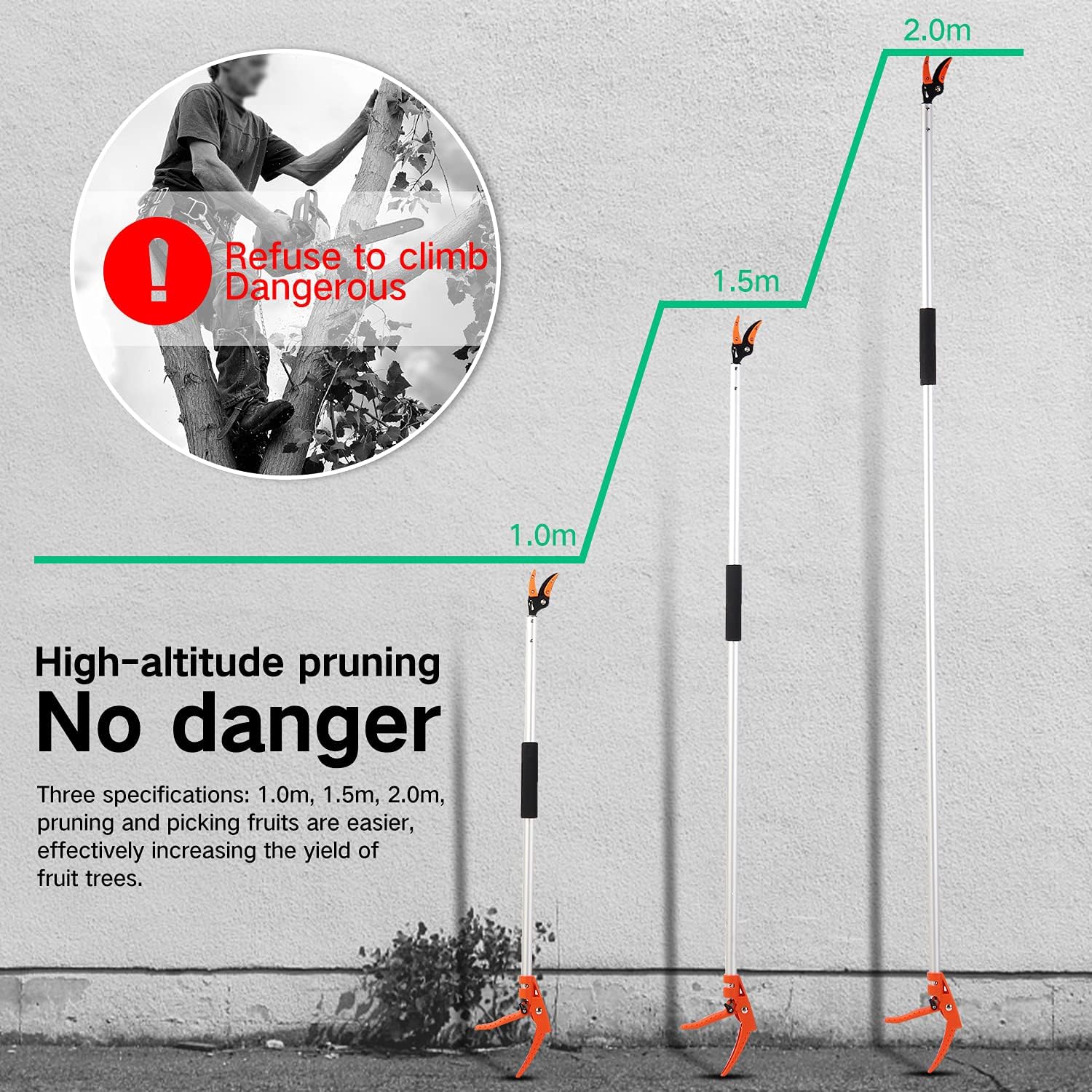 KSEIBI 143020 Long Reach Cut and Hold Bypass Pruner Max Cutting 1/2 inch (7.0 ft - 2.0m)