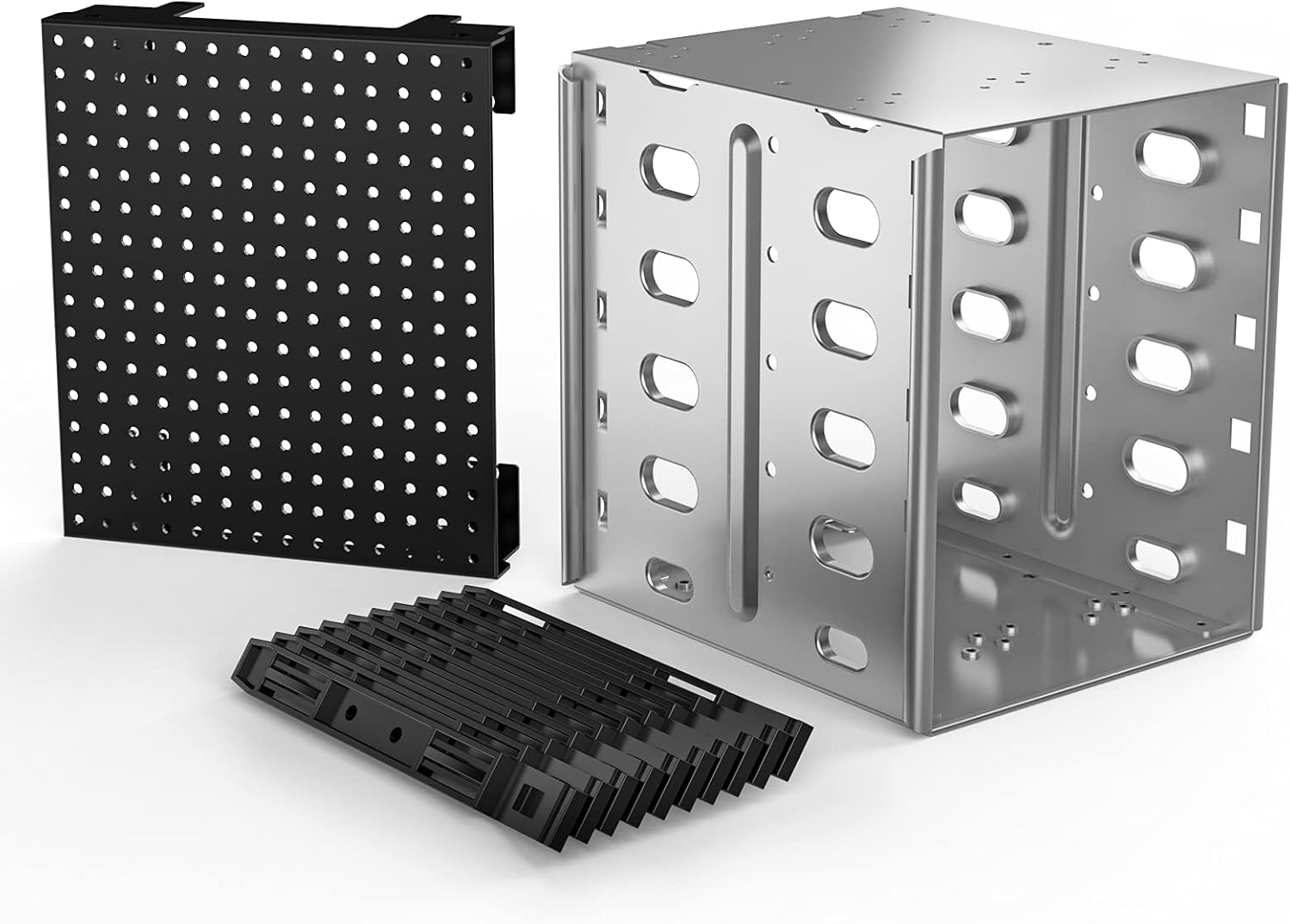 Hard Drive Cage, Stainless Steel Cage Hard Drive Tray Rack with Fan Space, Adapter Rack Bracket SATA 5.25