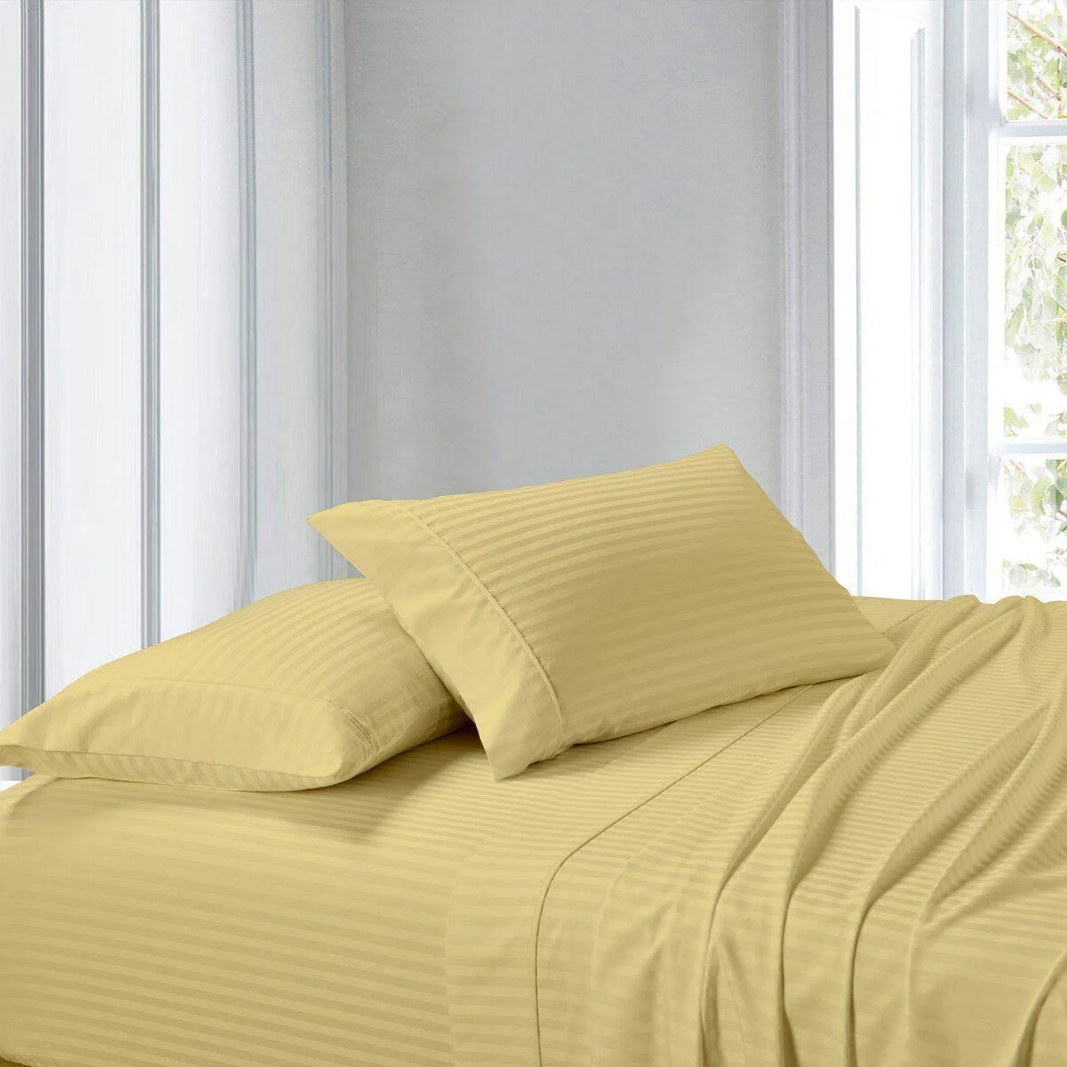 Waterbed Sheets Attached 300TC Striped Queen Waterbed / Gold