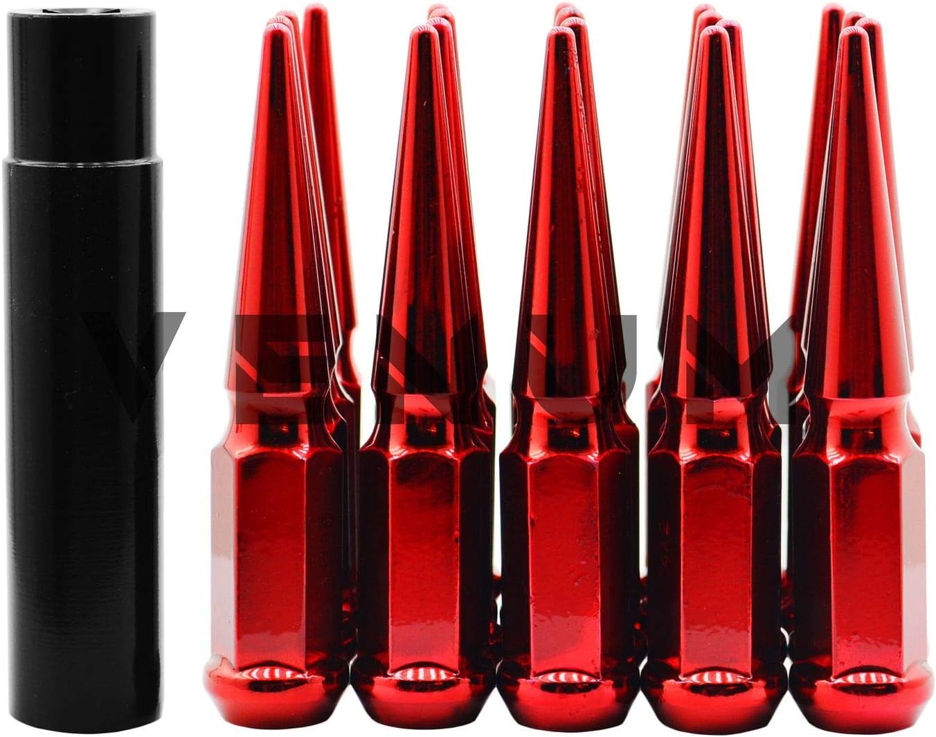 Venum wheel accessories 32 Pc Blood Red Spike Lug Nuts Powder Coated | Steel | 4.5