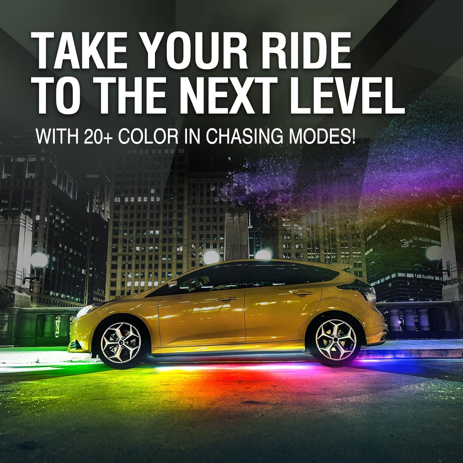 OPT7 Aura Dreamcolor Underglow LED Chasing Lighting Kit w/ Remote, Aluminum Casing, Exterior Neon Accent Underbody Light Bar, Multi-Mode, IP67 Water-Resistant, Car Truck Pickup RV, DC 12V