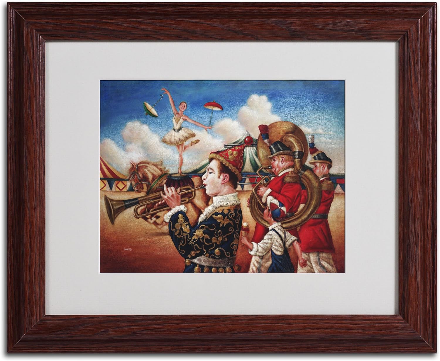 Circus Hit Parade Artwork by Edgar Barrios, Wood Frame, 11 by 14-Inch Pack of 2