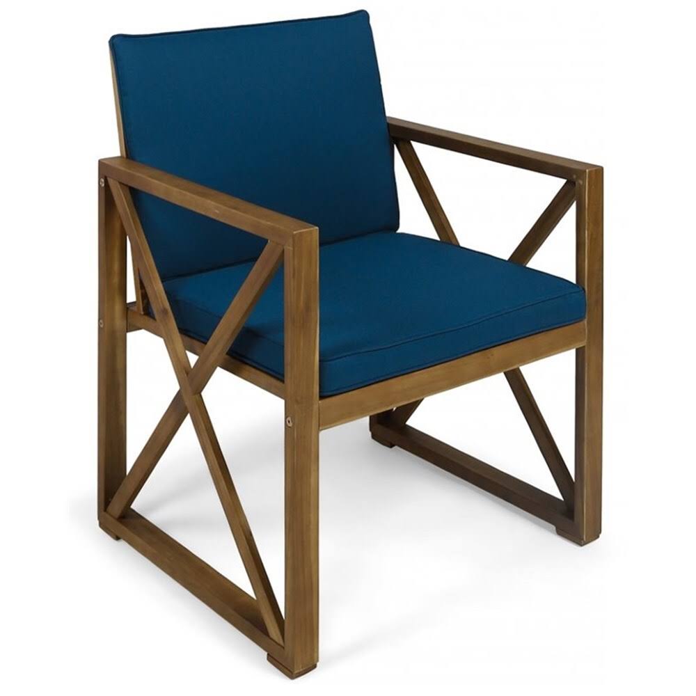 Noble House Andora Outdoor Acacia Wood Club Chair in Dark Teal (Set of 2)