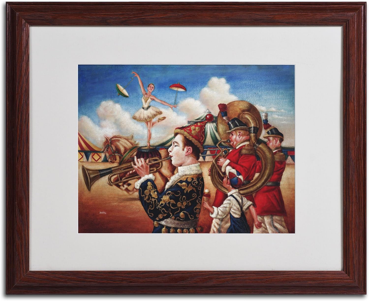 Circus Hit Parade Artwork by Edgar Barrios, Wood Frame, 16 by 20-Inch Pack of 2