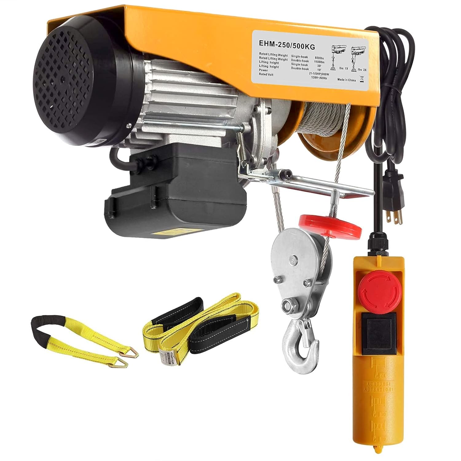Xilin 1100 LBS Lift Electric Hoist, Electric Winch 110V with Remote, Hoist Pulley System, Jeep Hardtop Hoist System for Garage. Factories, Warehouses, Building.