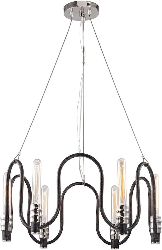 Elk Lighting 31906/6 Continuum 6 Light Accents Chandelier, Polished Nickel, Silvered Graphite