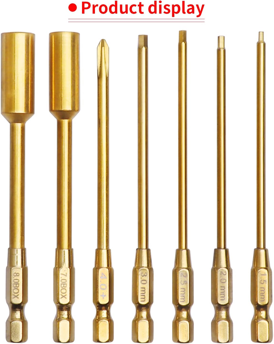 Hobbyfire Titanium RC Hex Driver Bit Set 1.5/2.0/2.5/3.0mm Allen Wrench Keys, M4 Lock Nuts Driver, Phillips,1/4