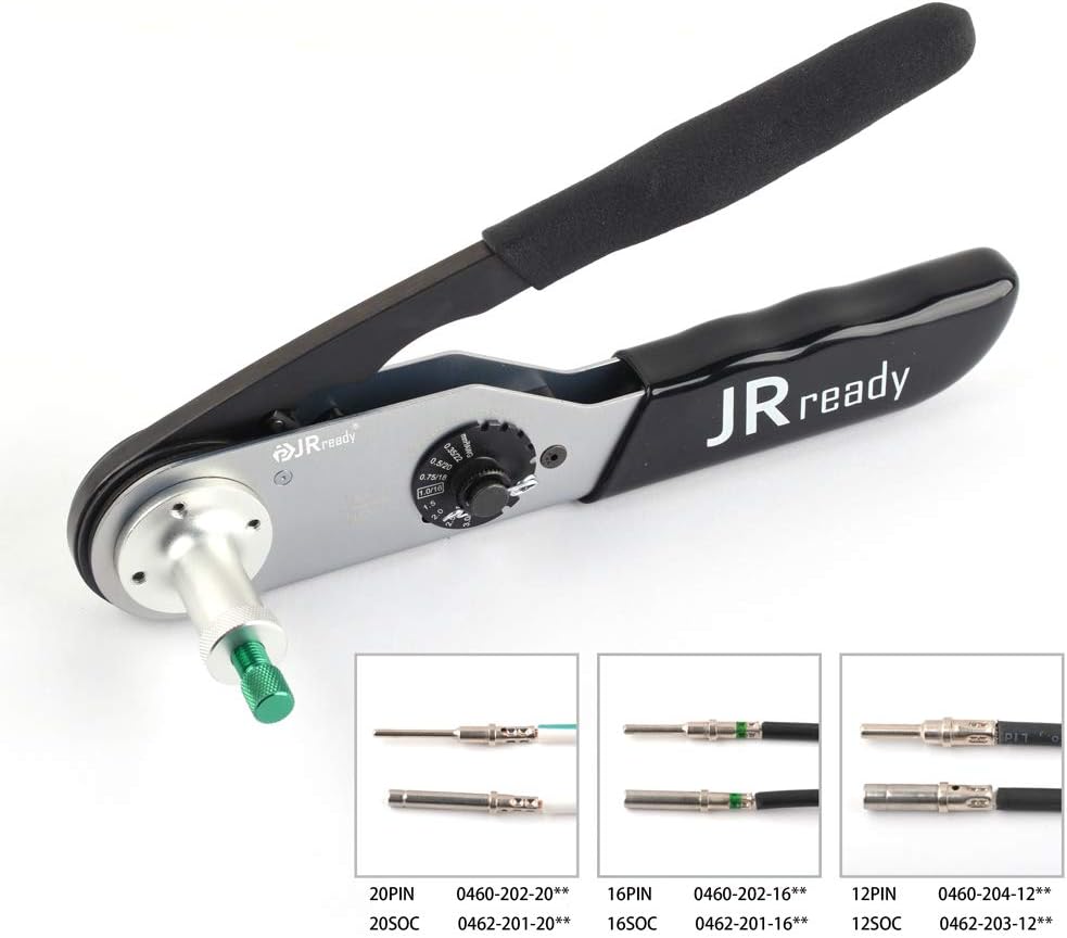 JRready JRD-HDT-48 Deutsch Crimper/HDT-48-00 Solid Contacts Crimping Tool Wire Range 12-22AWG for Deutsch 12#, 16#, 20# Terminals Work with Deutsch DT DTM DTP Series Connectors