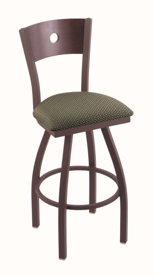Holland Bar Stool 830 Voltaire 25x22 Counter Stool with Bronze Finish, Axis Grove SEAT, Dark Cherry Maple BACK, and 360 Swivel