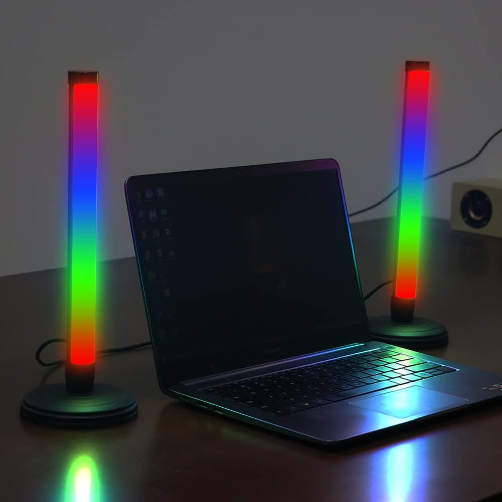 YQL LED RGB Smart Light Bars (Works with Alexa & Google Assistant) Music Sync TV Backlights Desk Ambient Color Changing Lighting WiFi for PC Gameing Room Decor Pack of 2