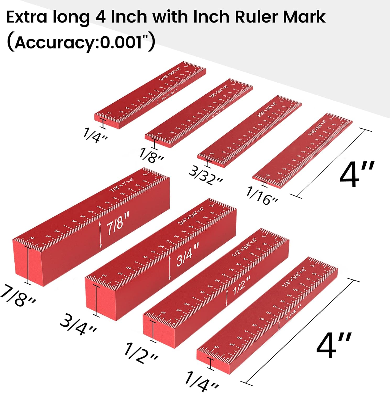 Setup Blocks Woodworking - Setup Blocks Height Gauge Set, 8pcs Precision Aluminum Setup Bars for Router and Table Saw Accessories Woodworking Set Up