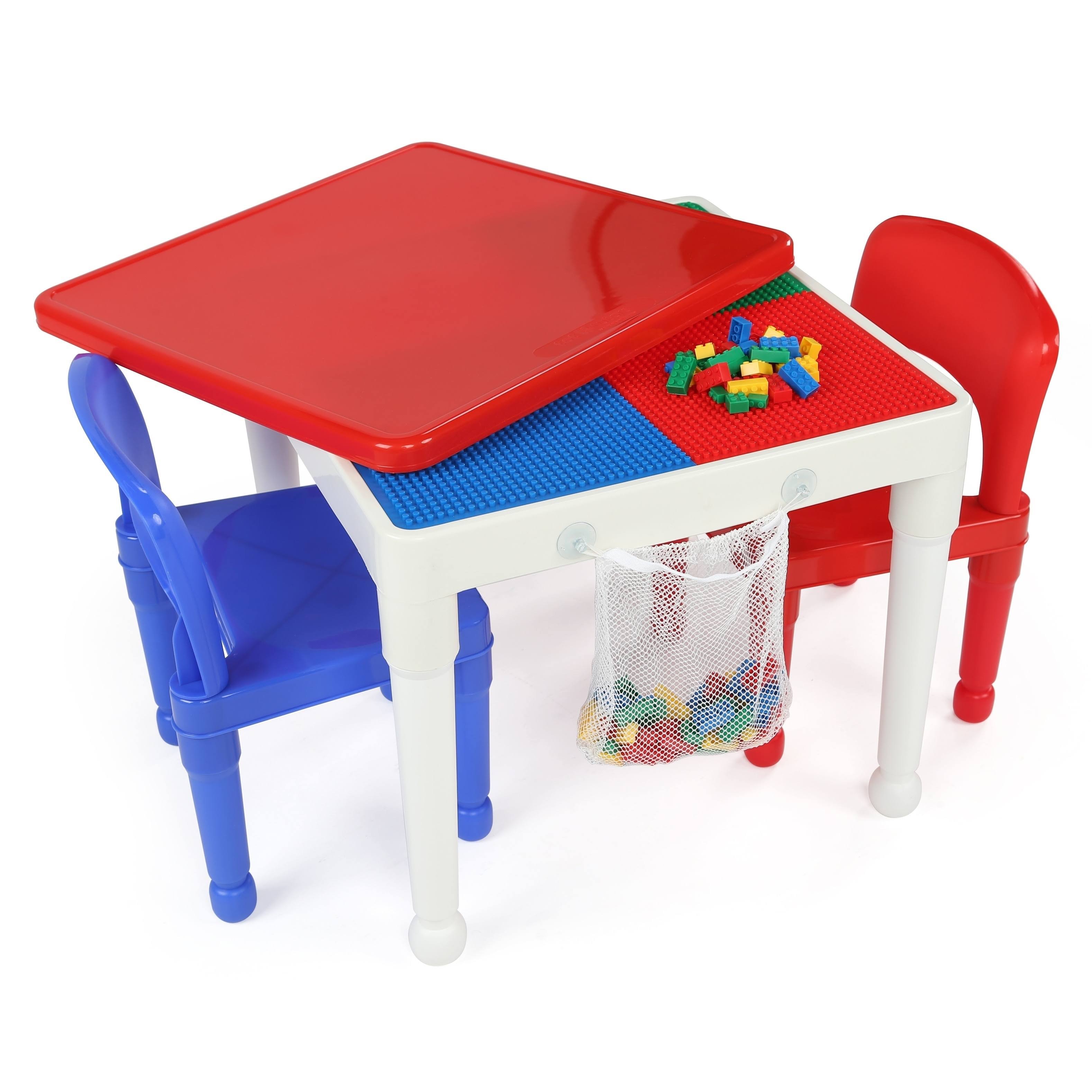 2-in-1 Activity Table u0026 2 Chairs Set, White/Primary
