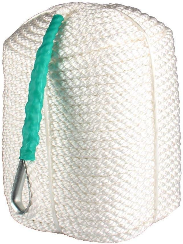 Bang4buck Super Strong 1/2 Inch x 300 Feet Three Strand Braided Boat Lines Dockline with Thimble 5850 Pound Breaking Strain Pack of 2