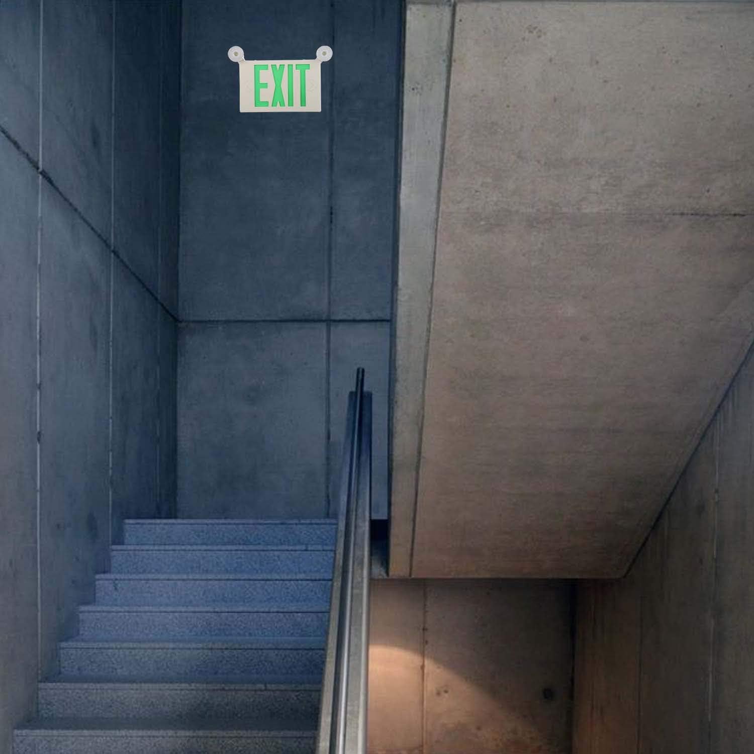 EXITLUX 4 Pack Green Led Exit Sign with Emergency Lighting Battery Backp -Two LED Adjustable Head -120V/277V-UL Listed-Exit Lighting -Dual LED Lamp ABS Fire Resistance for Power Failure.