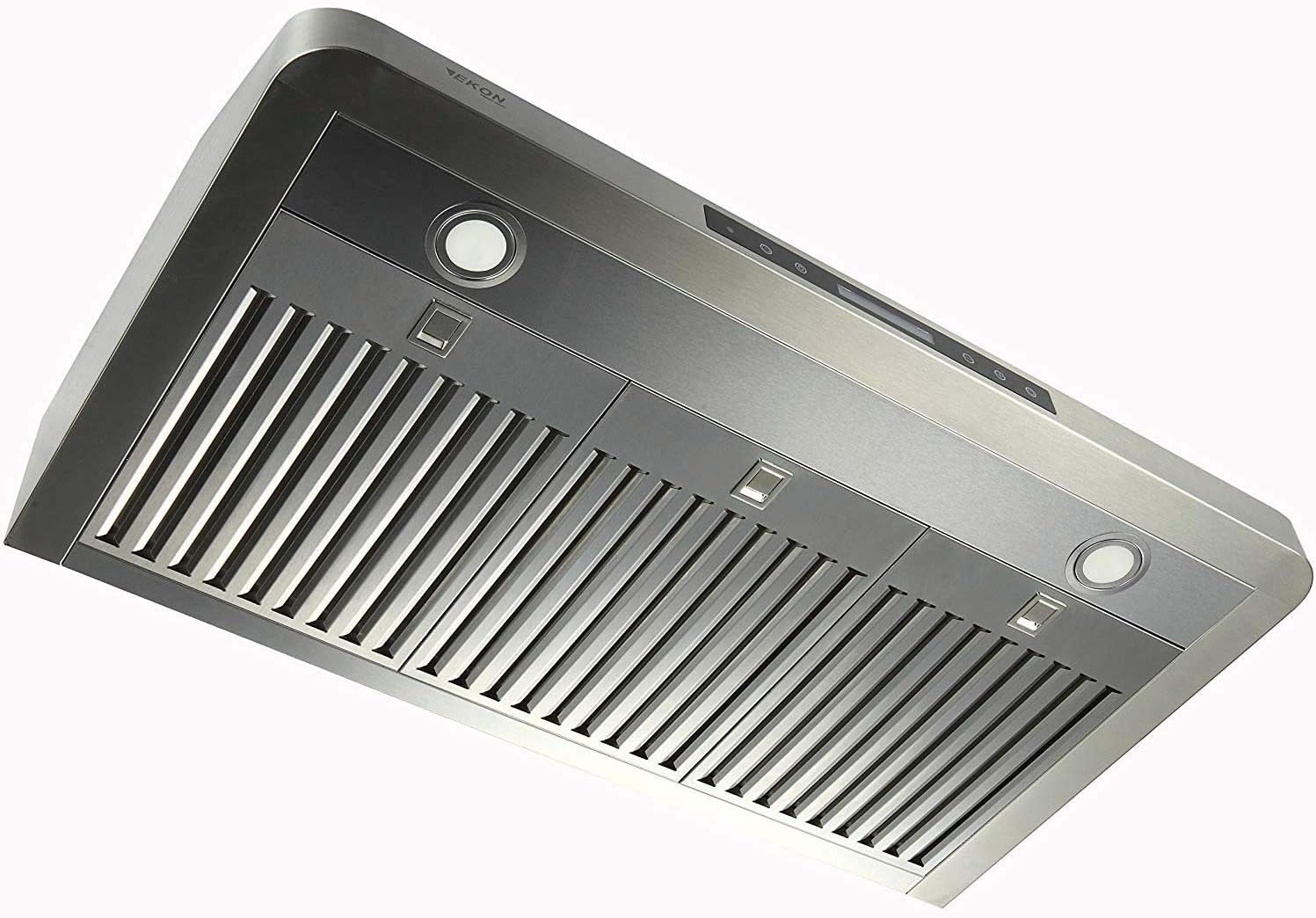 EKON 30-in Range Hood Under-Cabinet Hood Ducted Kitchen Hood Stove Vent 4 Speed Touch Screen Control With Remote 2Pcs 3W LED lights Dishwasher-safe Filters Fan Timer (NAC01-30