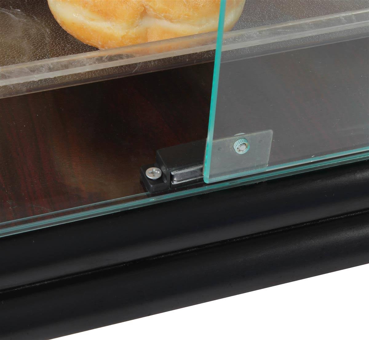 Acrylic Food Display Case with (3) Plastic Removable Trays, Wood Base