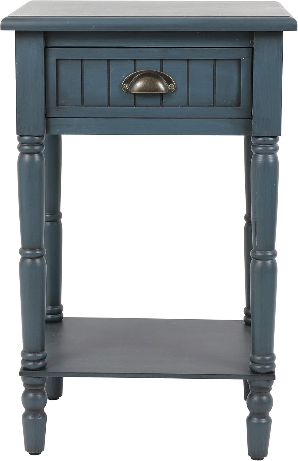 D&eacute;cor Therapy Bailey Bead board 1-Drawer Accent Table, 14x17x26.5, Antique Navy