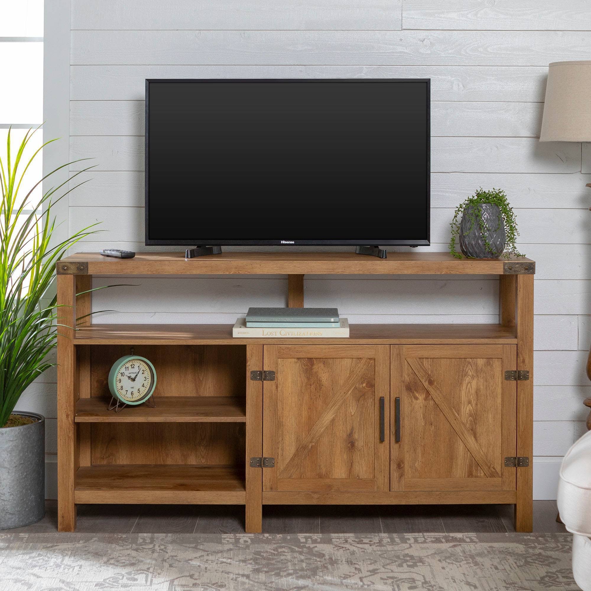 2 Door Farmhouse Highboy TV Stand for TVs Up to 65x22 Barnwood - Saracina Home