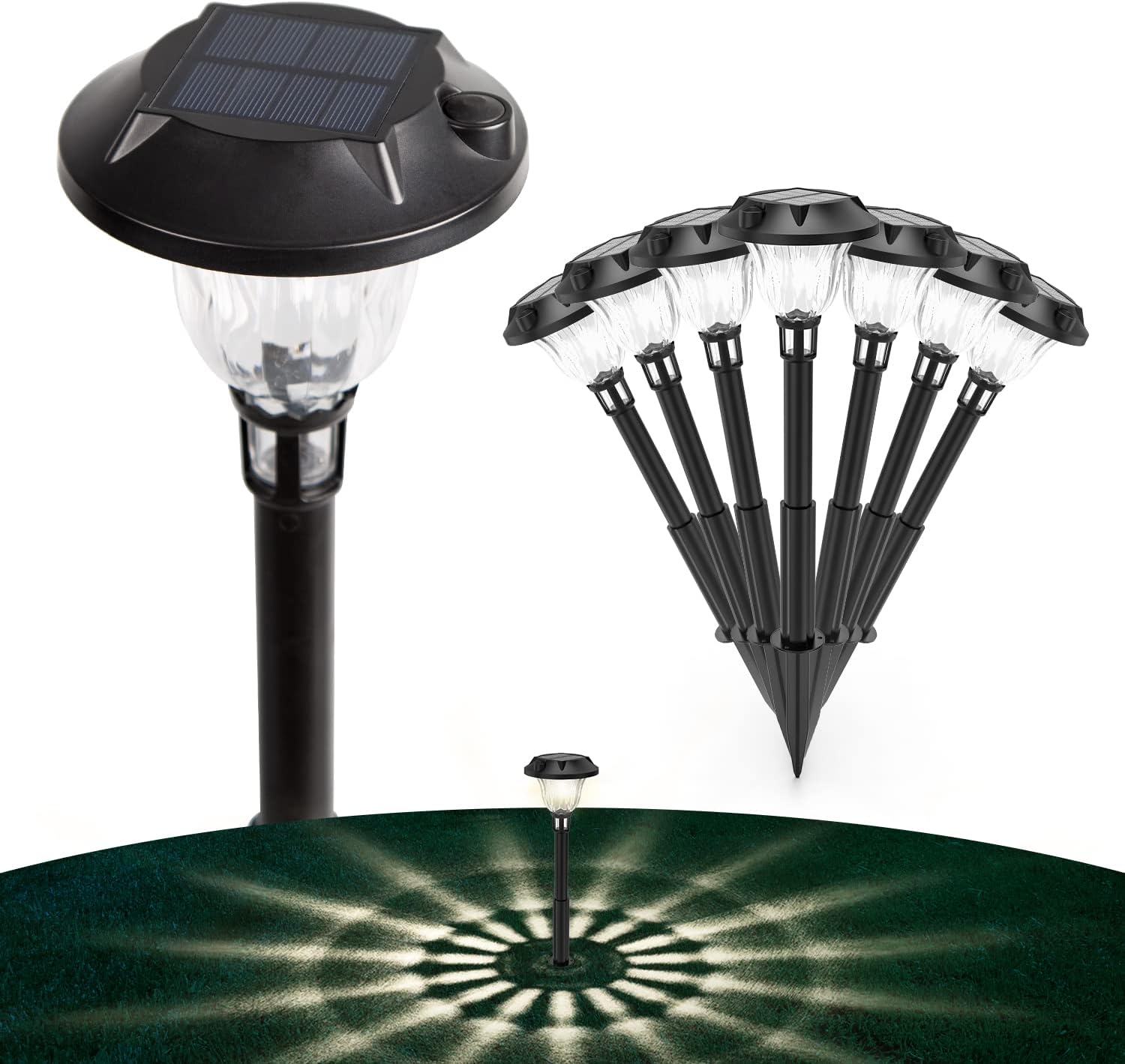 Gulliva Solar Pathway Lights, Solar Garden Lights, Solar Outdoor Lights for Walkway/Driveway/Jardin/Lawn/Yard/Landscape Lighting, Outdoor Lighting Products for Father&rsquo;s Day Gifts(Warm White, 8Pack)