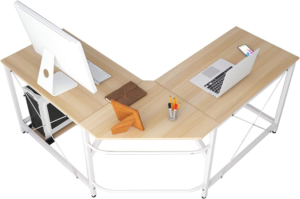 Soges Large L Shaped Desk, Corner Computer Desk for Small Space, L Desk for Gaming, Home Office Computer Desk for Bay Window, Millennium Oak LD-Z01MO