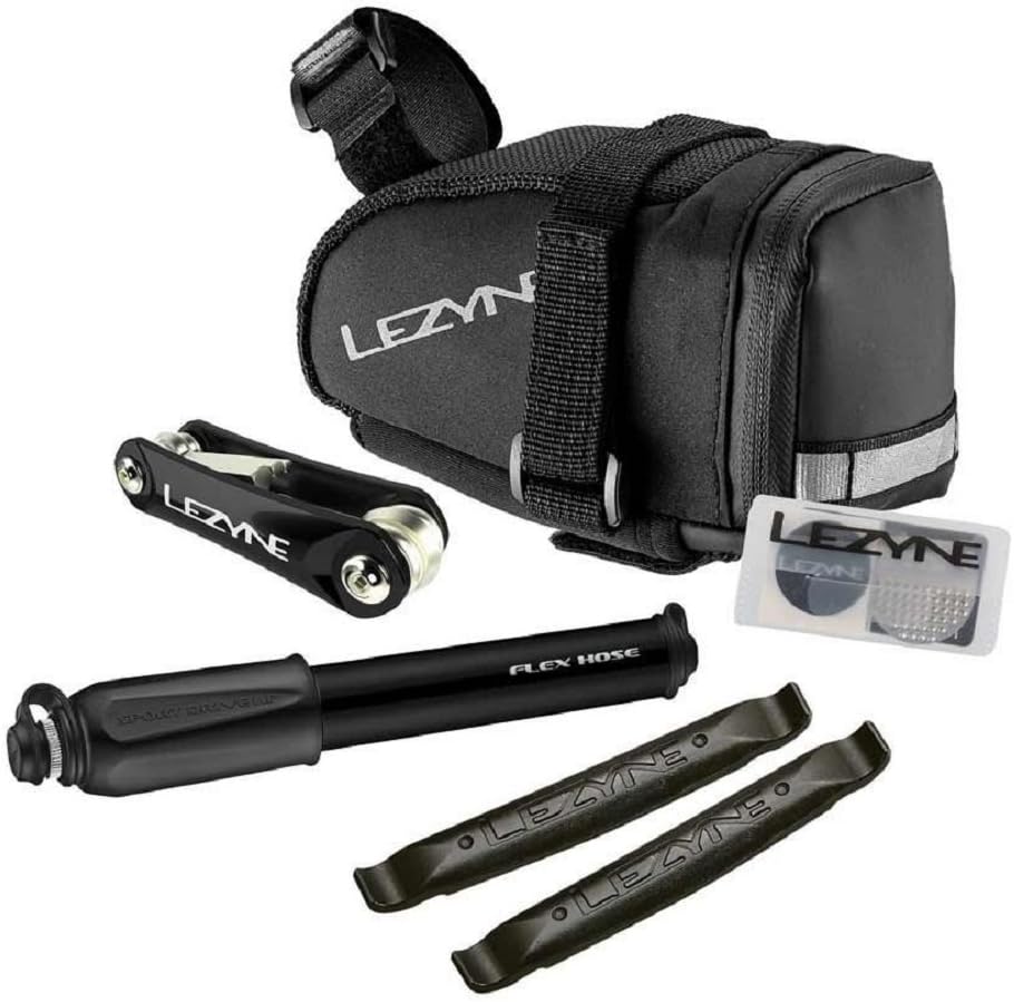 LEZYNE M-Caddy Sport Kit Bike Saddle Bag with Pump Tool Patches Tire Levers, Black