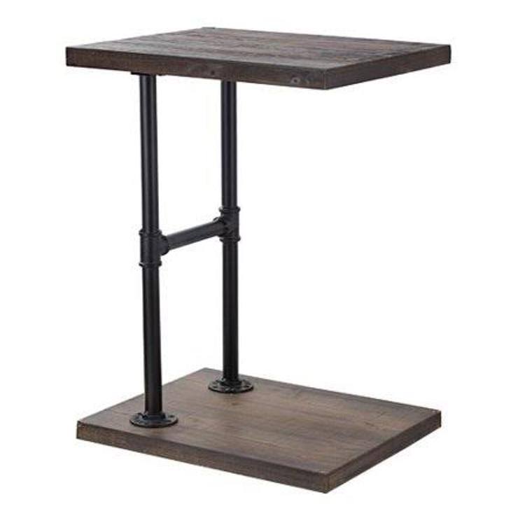 Gracie Oaks Delicia Decor Furniture Wood and Metal C Style End Table