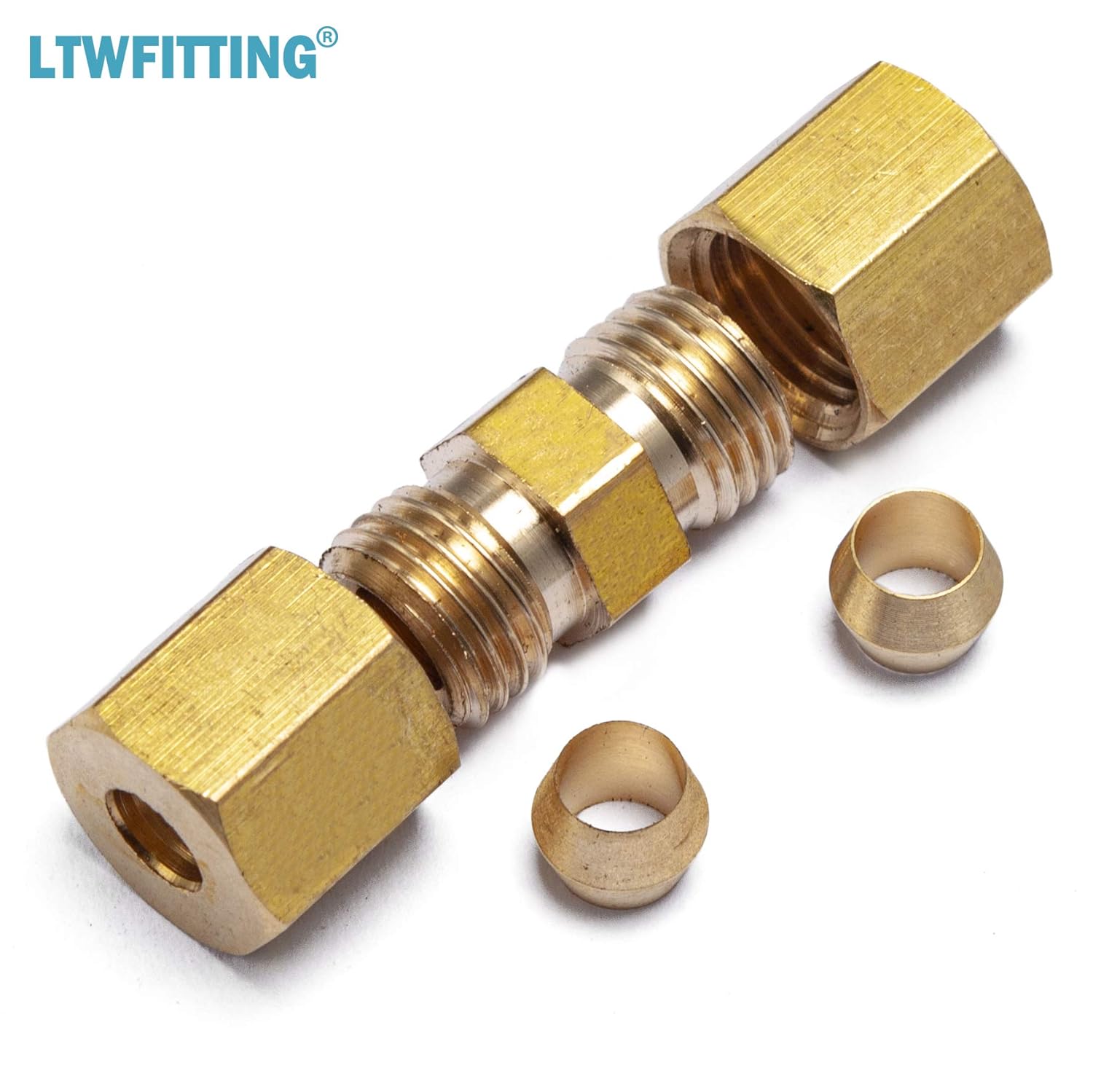 LTWFITTING 3/16-Inch OD Compression Union,Brass Compression Fitting(Pack of 400)