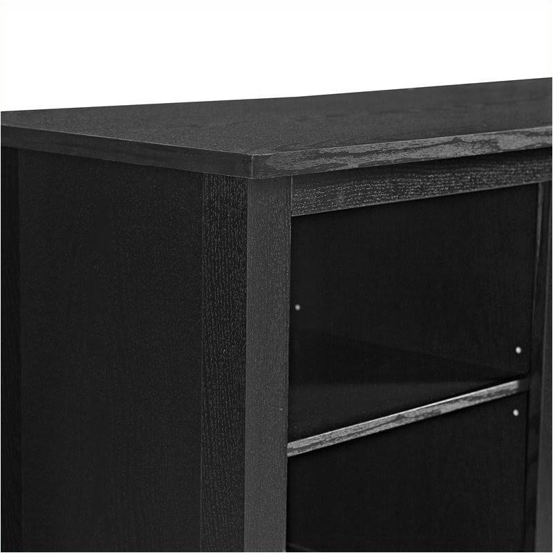 Pemberly Row 58x22 Wood TV Stand with Fireplace in Black