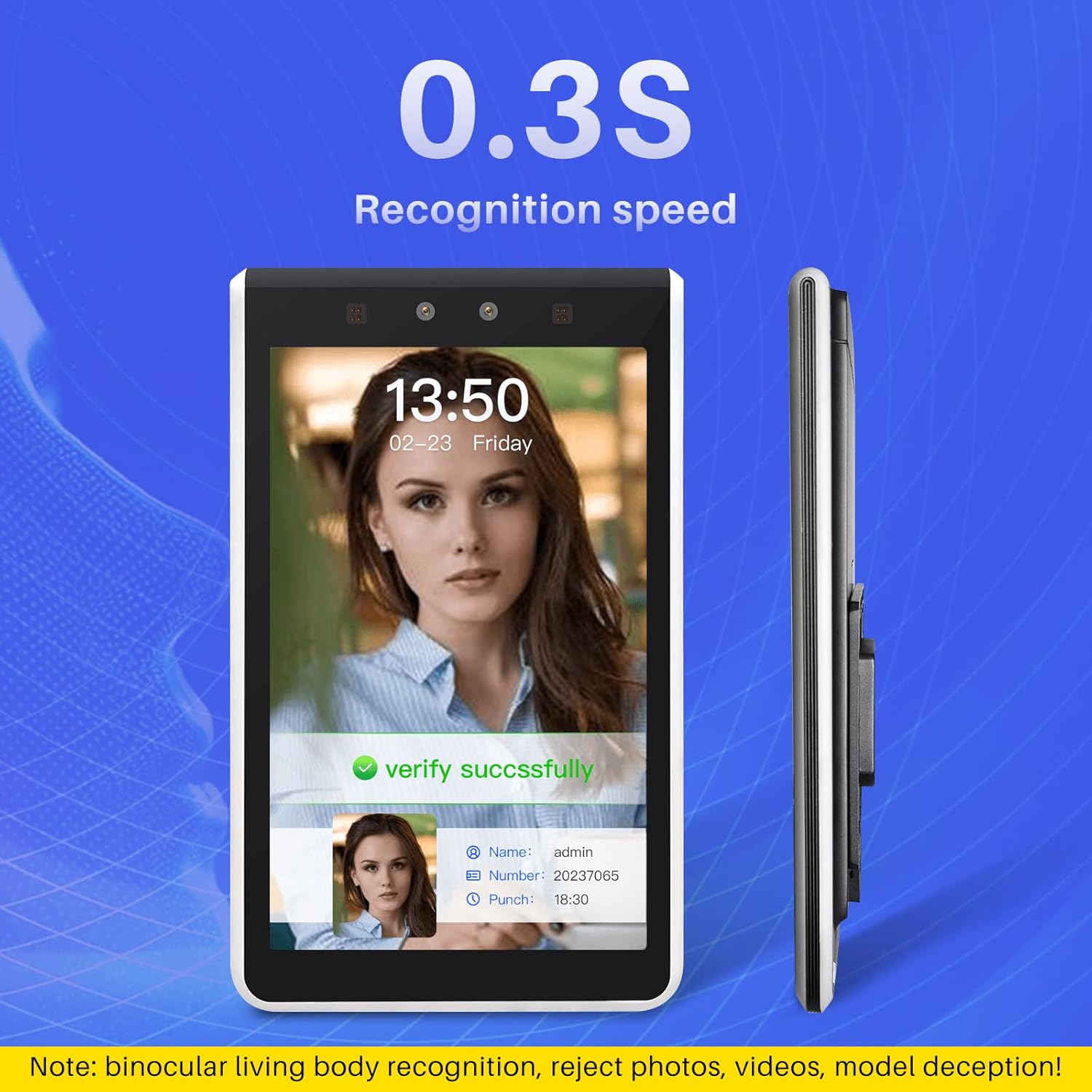 Jaemont Face Recognition Time Clock, 4.3 inch LCD Touch Screen Access Control & Attendance Machine, Security Verification Automatic in & Out, for Office, Factories, etc (WiFi/Infrared Fill Light)