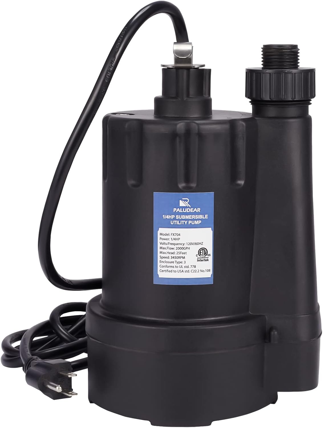 1/4HP portable Submersible Utility Pump Sump Pump High Flow 2000 GPH for Quickly Water Removal Household Drainage Pump for Home (Black, 1/4HP) Pack of 2