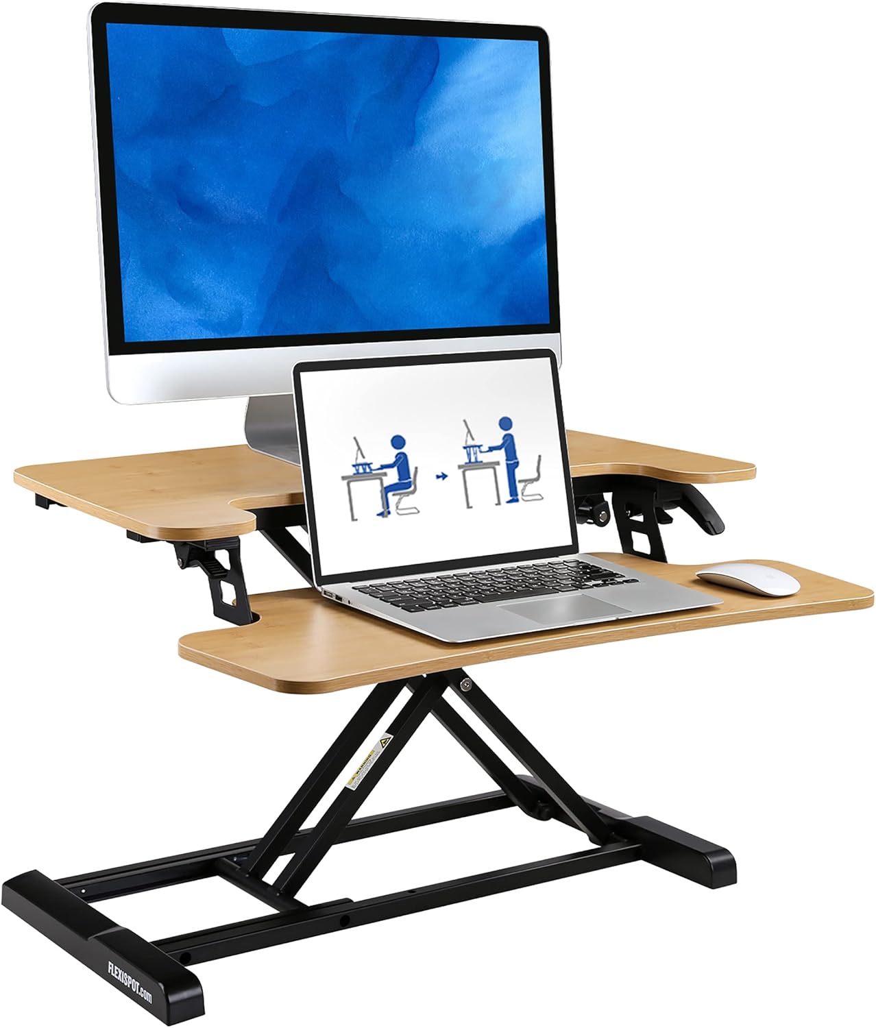 FLEXISPOT Standing Desk Converter - 35 Inch Height Adjustable Stand Up Desk Riser, Black Home Office Desk for Dual Monitors and Laptop (M7MB)