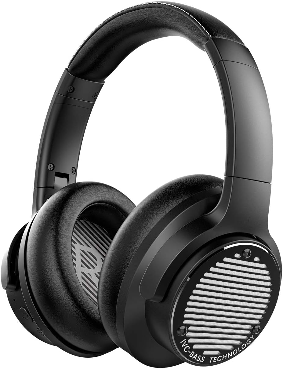 Ausdom Bass One Bluetooth 5.0 Hybrid Active Noise Cancelling Headphone with Extra Deep Bass, Wireless Over Ear Headphones, 50H Playtime, Hi-Res Audio, for Travel, TV, PC, Cellphone and Work