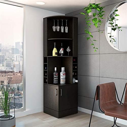 TUHOME Syrah Corner Bar Cabinet in Black