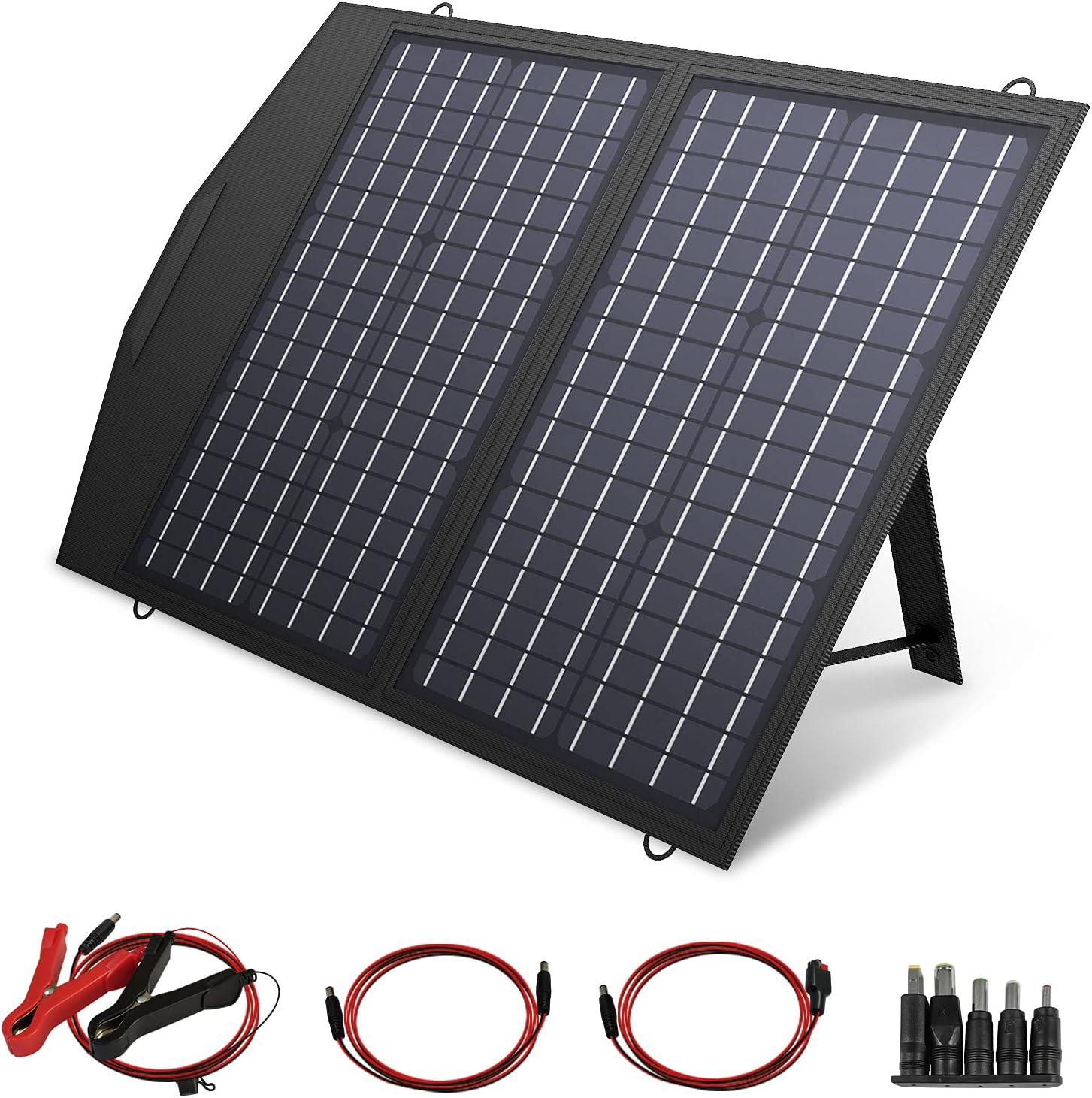 ALLPOWERS 60W Foldable Solar Panel Charger with 18V DC Outlet for Jackery/Rockpals/Flashfish Power Station, Monocrystalline Portable Solar Panel with USB & Parallel Port for Laptops Phones 12V Battery