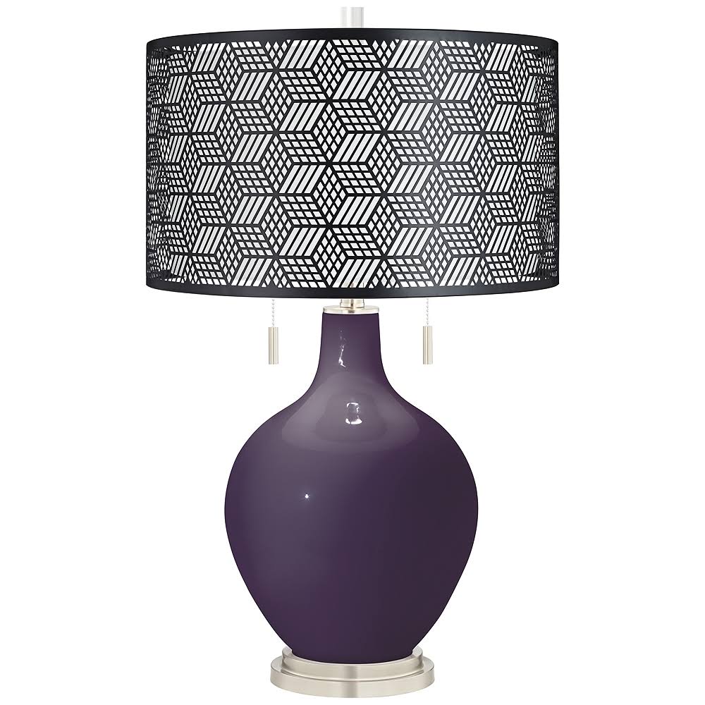 Quixotic Plum Toby Table Lamp with Black Metal Shade - Style #99G60