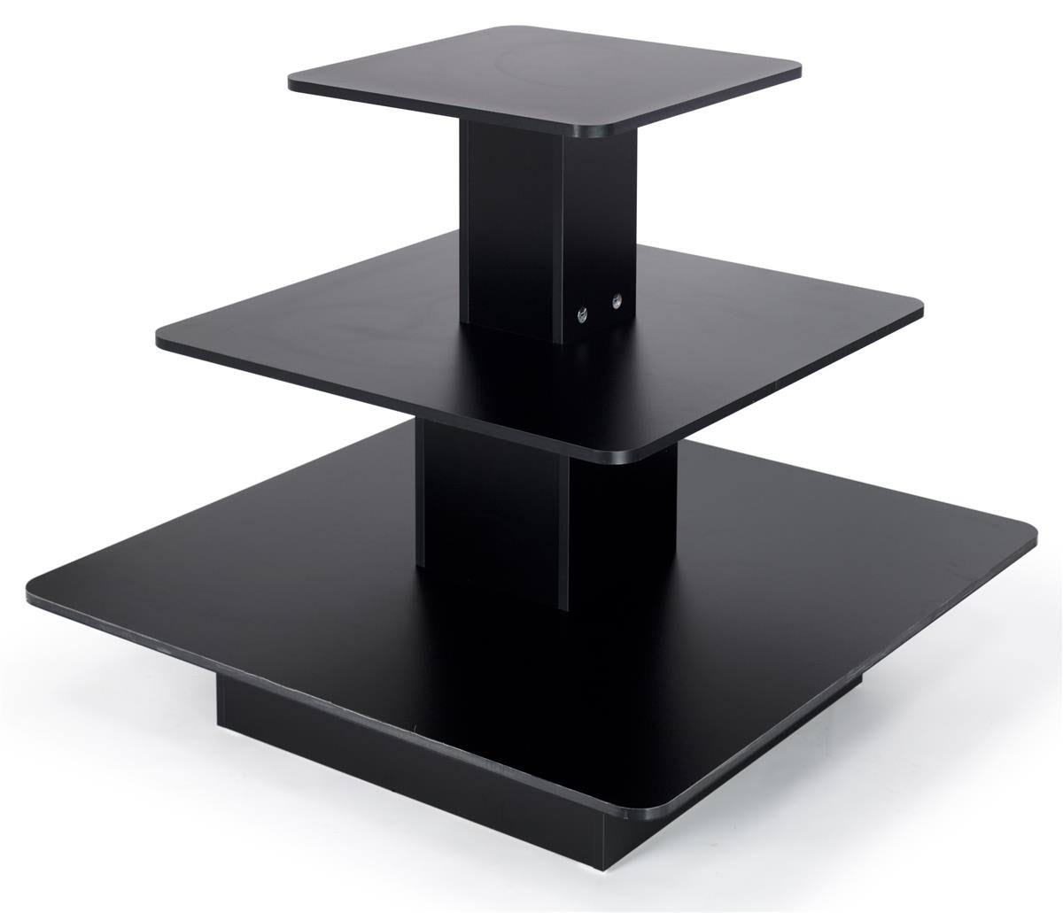 Displays2go 48 inch x 48 inch 3-Tiered Display Table, Square - Black (3tst4848bk)