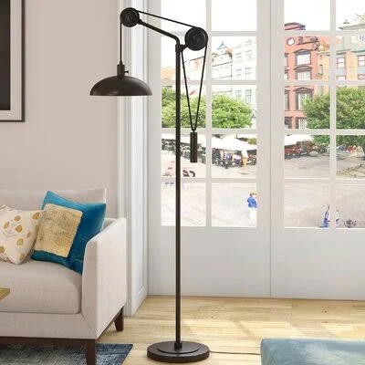 Rosalee 72.5x22 Reading Floor Lamp Williston Forge Base Finish: Black/Black