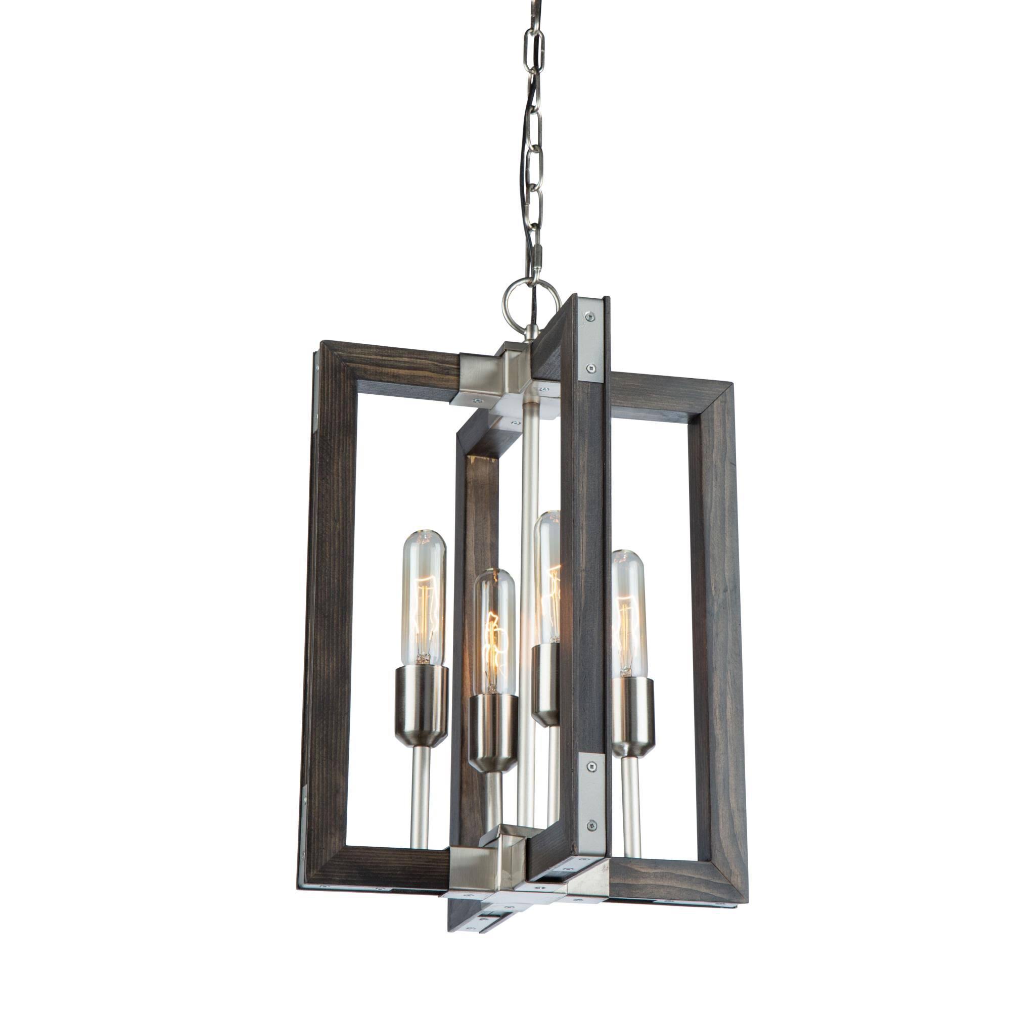 Artcraft Gatehouse 4 Light Chandelier - Dark Pine u0026 Brushed Nickel - AC11654BN