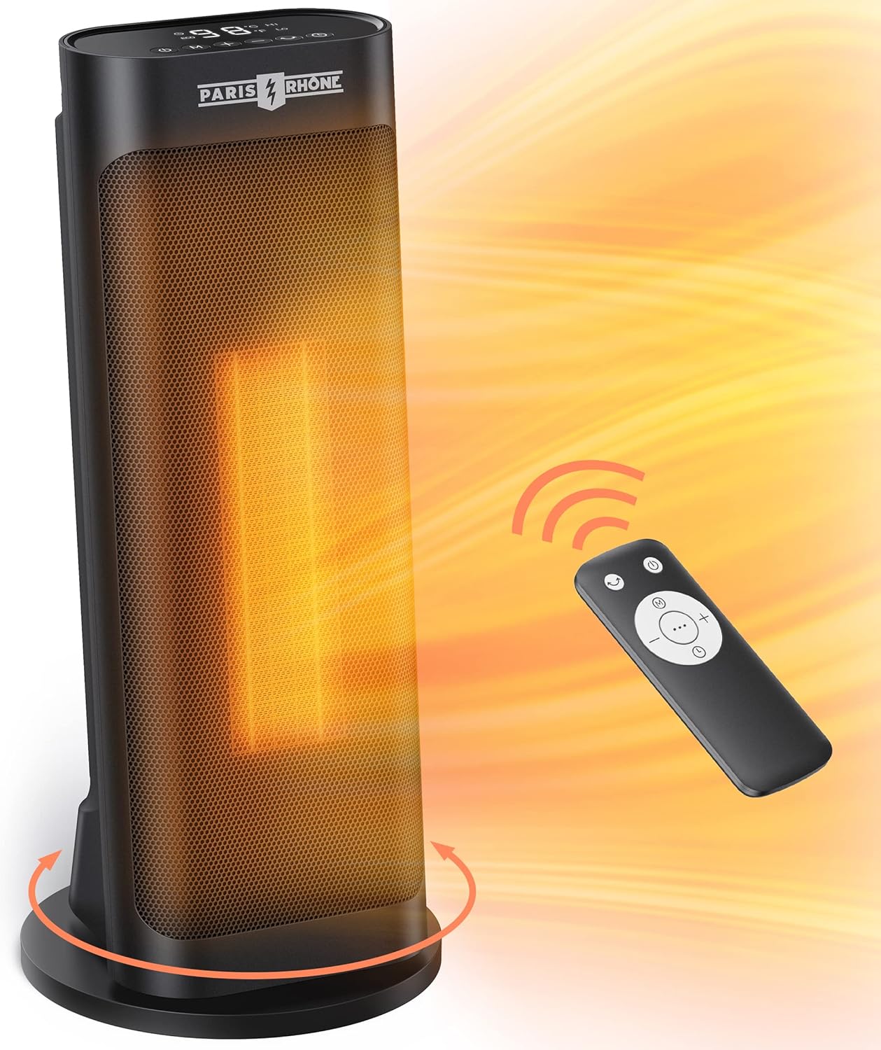 Space Heater, Portable Electric 1500W PTC Fast Heating Indoor Ceramic Oscillating PARIS RH&Ocirc;NE Heater with Remote Control Thermostat ECO Mode 12H Timer Tip-Over & Overheating Protection LED Display