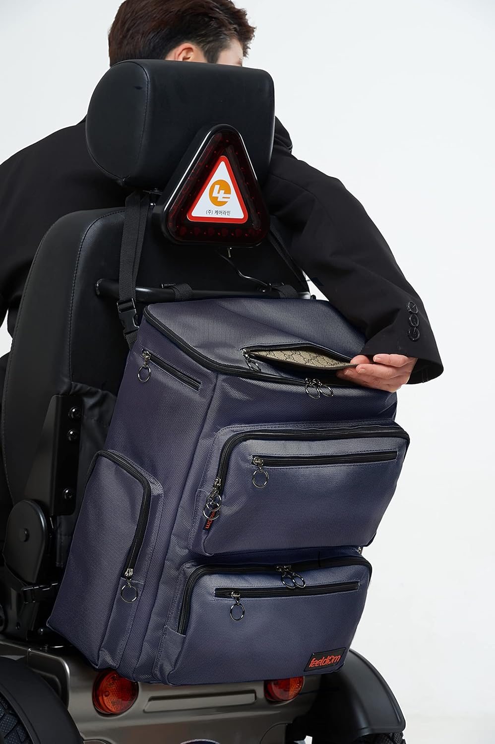 FEELDOM Classic Wheelchair Bag - Large, Dark Navy - Fits Scooter, Water Resistant, Extra Storage Space, Durable, Premium Quality, Mobility Gear, Modern Chic Design, EZ Access