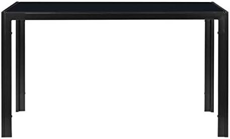 Simple Assembled Tempered Glass & Iron Dinner Table Black