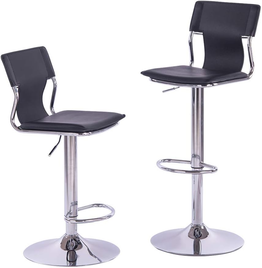 Sidanli White Adjustable Swivel Counter Bar Stool Chairs with Back (Set of 2)