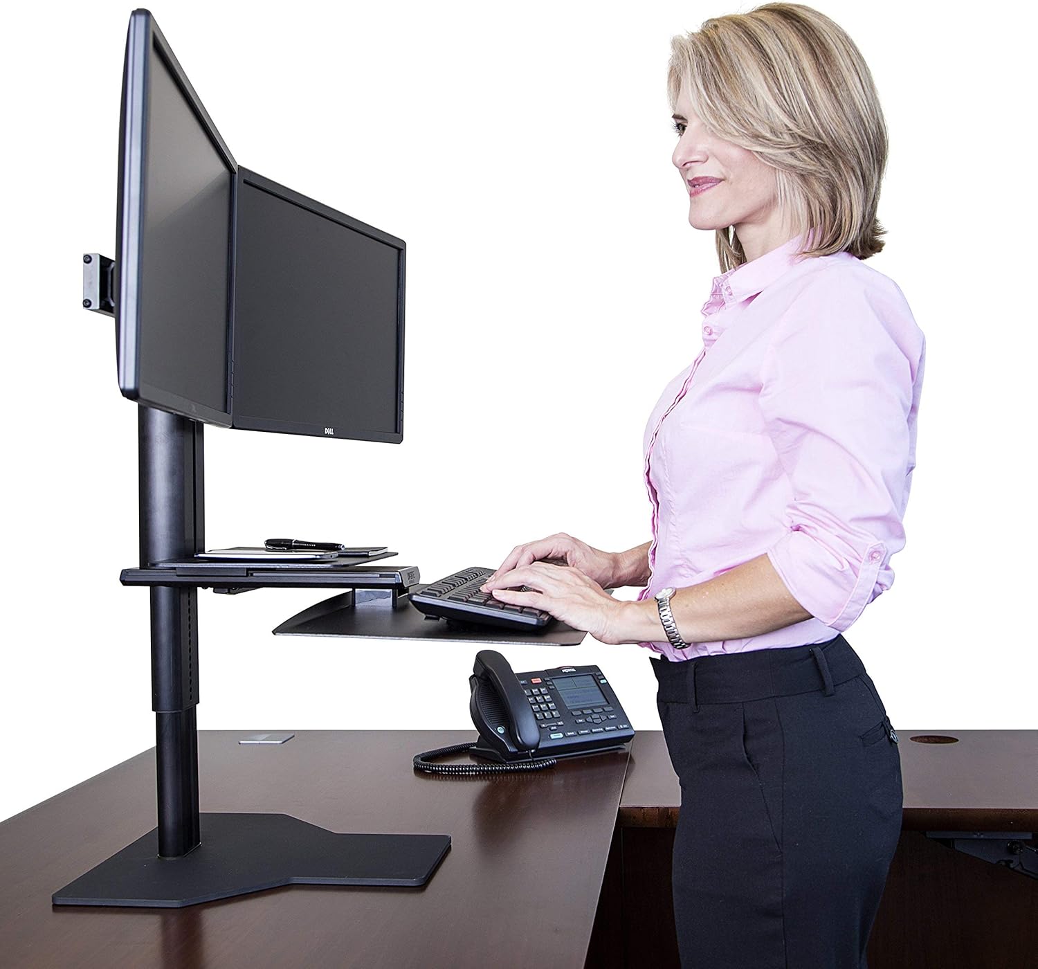 Uprite Ergo Sit2Stand Standing Desk Converter – Dual Monitor Mount - Black/Black