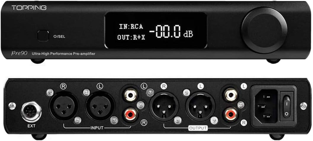 Topping PRE90 Preamplifier Preamp Amplifier Pre-amp Ultra-High NFCA Modules RCA Balanced XLR Output for D90se D90 A90 EXT90 Audio DAC with Remote Control (Black)