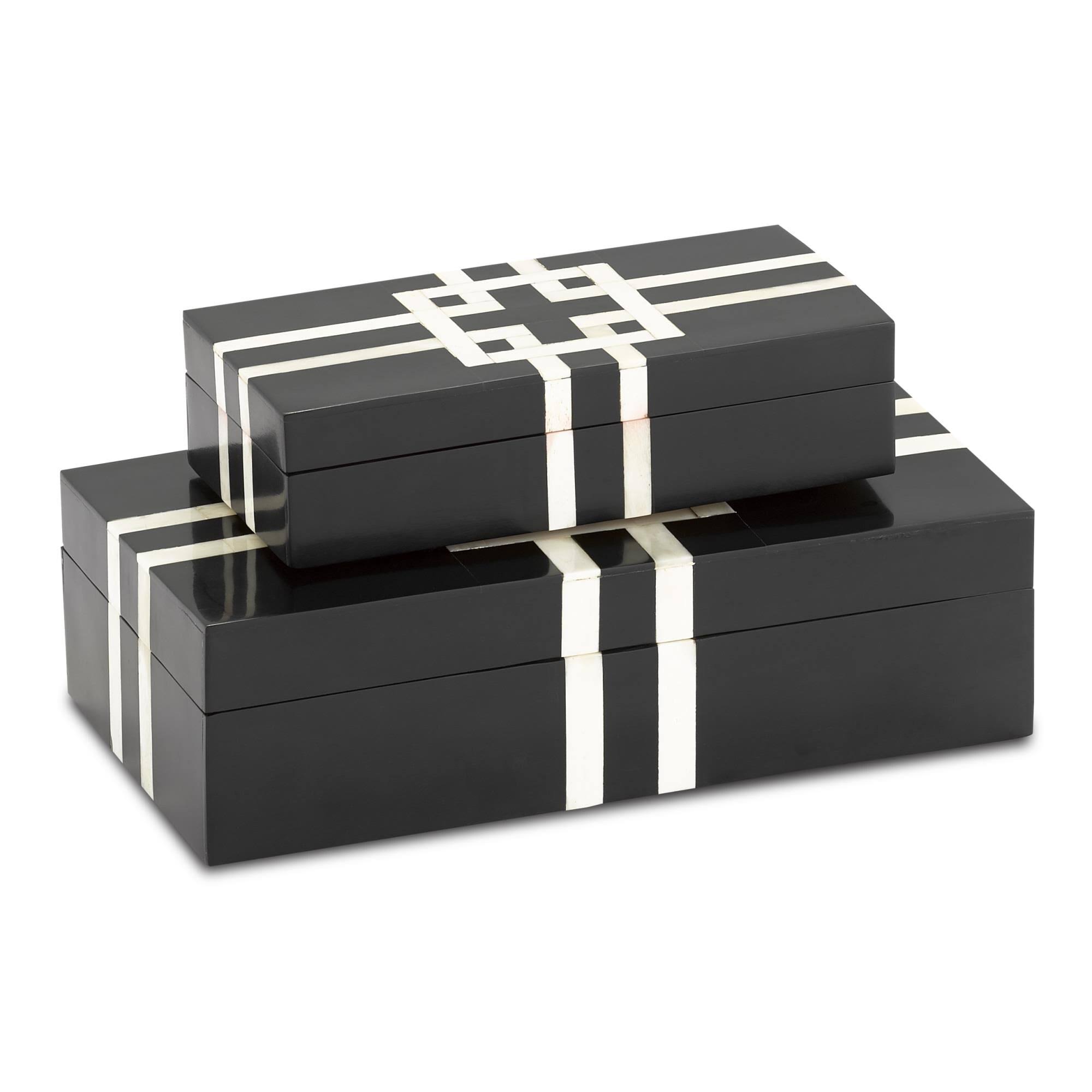 Black and White Lines Boxes Set of 2 | Currey u0026 Company