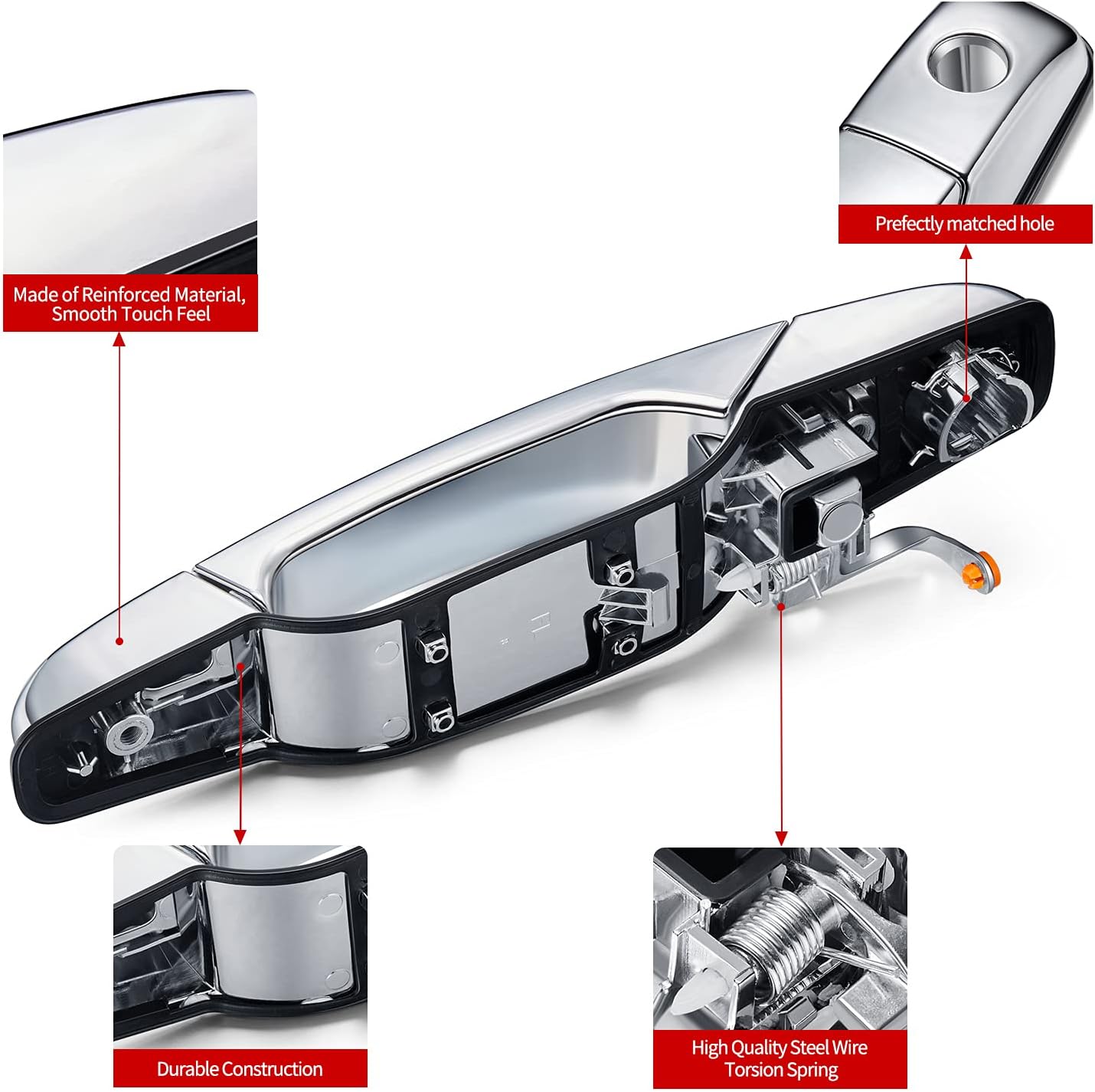 Exterior Chrome Door Handle,Front Left Driver Side Compatible with 2007-2014 Silverado Suburban Avalanche Tahoe,GMC Sierra Yukon,Cadillac Escalade,Replaces#20828258 22738721 25960525 80546