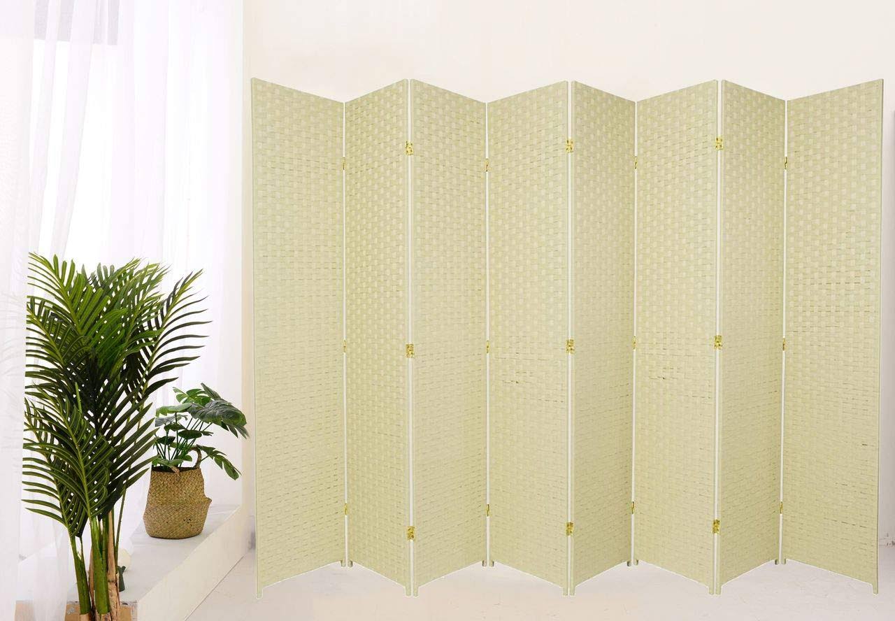Room Divider 8 Panel Weave Design Fiber Ivory Color by Legacy Decor