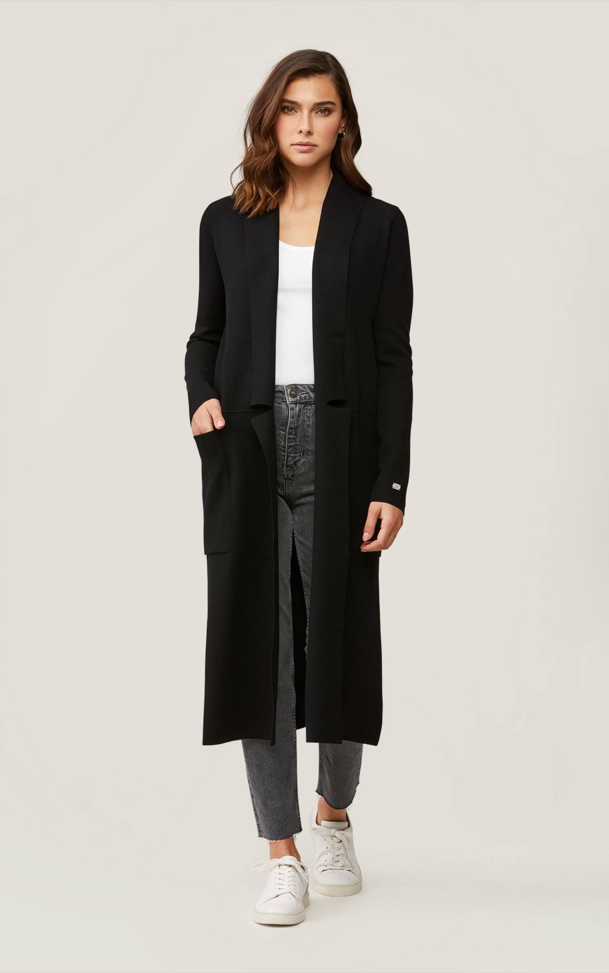 Soiau0026Kyo Annabella Straight-Fit Sustainable Coatigan - 2XL / Black