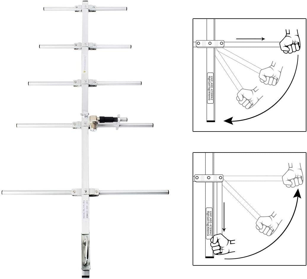TWAYRDIO 9dBi Yagi Antenna UHF 400-470Mhz Foldable 5 Elements Directional Yagi for Baofeng Yaesu Kenwood Amateur Radio Scanner,GMRS Repeater System,433mhz Device Pack of 2